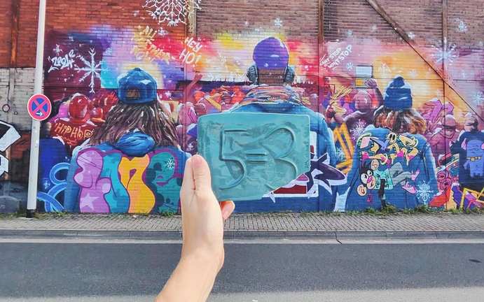 A 5=3 plaque installed at the Linden Street Art Gallery, Hanover