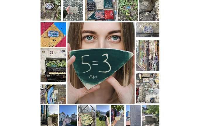 A year-end collage of 5=3 plaques placed around the world in 2025.